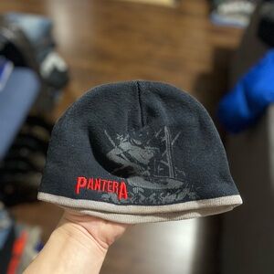Pantera Logo Black Beanie Hat with Gray Trim